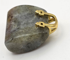 Vintage Gray Agate Handbag Purse Pendant Gold Tone Miniature Stone Charm 27mm