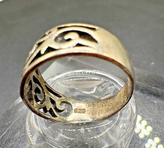 925 Sterling Silver Openwork Scroll Filigree Band Ring Size 5.5-6 Vintage 2.6g
