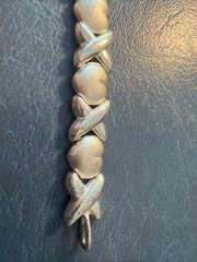 Vintage Sterling Silver .925 X and Heart Bracelet 7.5″ App 12 Gr