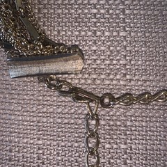 Multi 13 St Gold Tone Layered Necklace/Faux Pearls Bar Link,Curb Chains