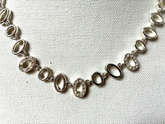 Premier Designs Silver Metal Ovals Necklace W/Rhinestones 16″ to 19″