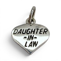 Sterling Silver Daughter in Law Heart Charm for Bracelet Gift for Her Vintage