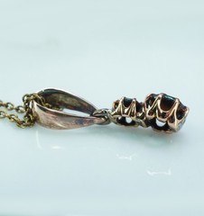 Georgian Antique Rose cut Diamond Pendant Charm 14K Gold Silver