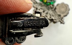 Barrera Crystal Clip-On Drop Earrings Of vibrant green crystals set in Gunmetal