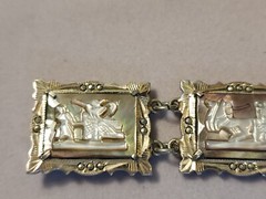 Vtg 30s 800 Silver Italy hand-Carved Cameo Bracelet 7 Greek Gods Days Week