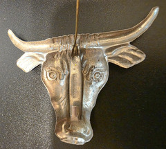LOT Silvertone Vintage Japan Metal Tin Longhorn Bull & Cowboy Boot Brooch Pins