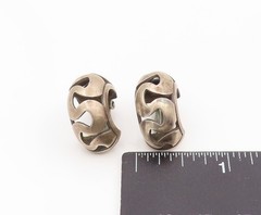 925 Sterling Silver Vintage Earrings Modernist Wavy Cutout Clip On EG14107