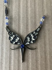 Vintage rare Enamel Metal Brass Fairy Pendant Missing Necklace One Part Only