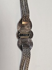 Sterling Silver 925 Concho Bracelet Floral Design Woven Chain Statement 42g