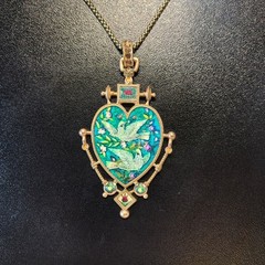 Vintage Heart Bird Jewelry Set Necklace Earrings Gold Victorian Gift Women