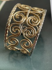 Rare Signed Ugo Correani Two Tone Open Cuff Bracelet Vintage