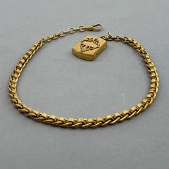 Antique Victorian Gold Filled Watch Chain Fob Locket Necklace Dog Clip