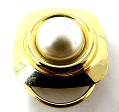 Scarf Holder Clip Large Pearl Gold Tone Slide Dressy 1 1/2 inch US Seller TT