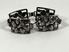 DANECRAFT STERLING SILVER LILY FLORAL PANEL VINTAGE BRACELET 7in
