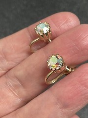 Vintage AB Crystal Rhinestone Gold Tone Screw Back Earrings