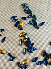 Lot of 55 Vintage Montana Blue Marquise Navette Glass Rhinestones Pointed Back N