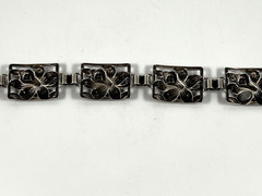 DANECRAFT STERLING SILVER LILY FLORAL PANEL VINTAGE BRACELET 7in