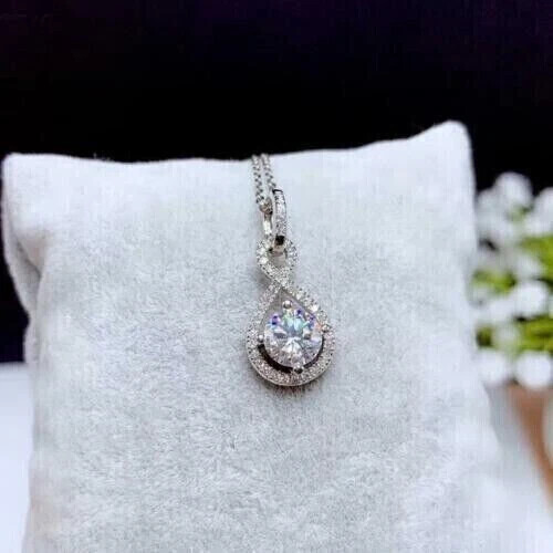 Art Deco Style Lab Created Diamond For Any Occasion Pendant 14K White Gold FN