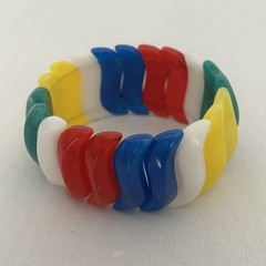 Vintage Avon Summer Brights Lucite Stretch Wave Bracelet 1984 Multi-Color Chunky