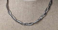 Vintage Jewelry set silvertone braided wheat chain necklace & braclet