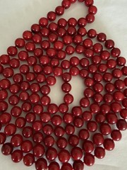 Vintage Precious Natural Red Coral 6mm Beads 50” Long Necklace Knotted Between