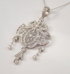 2Ct Art Deco Style Lab Created Diamond Engagement Gift 14K White Gold FN Pendant