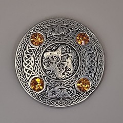 Celtic Horse Brooch Inverurie Orange Pewter Plated Made with Swarovski Crystals