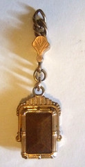 Victorian Style Pendant Fob Carnelian Onyx Estate Jewelry