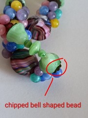 Vtg Antq Czech Glass Marbled Slag Melon Ball Tutti Frutti Bead Cluster Necklace
