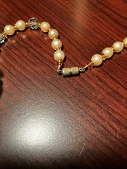 VINTAGE PEARL AND LAVENDER BEADS NECKLACE-21′ -EXCELLENT CONDITION