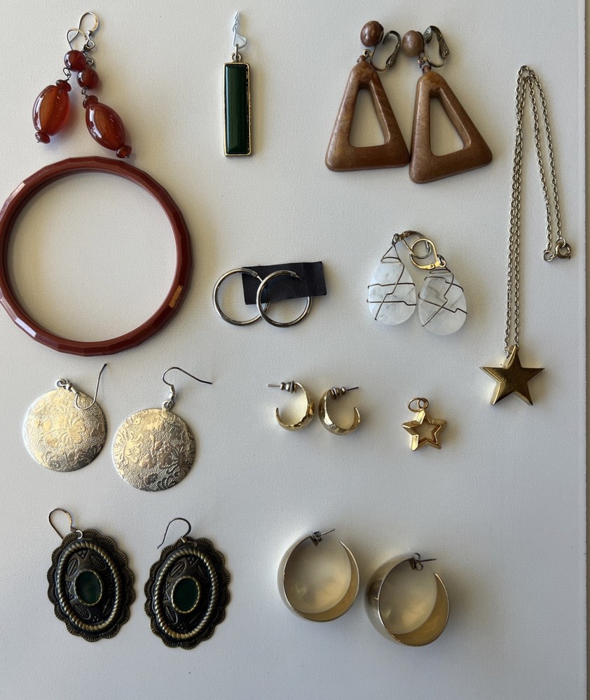 VTG and Modern Boho Inspired 12 Piece Jewelry Lot Variety Materials