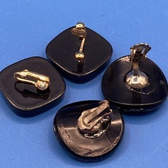 vtg 1960s EARRINGS Lot 2 prs Clip-on encased confetti foil Lucite/Acrylic resin