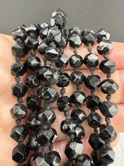 Vintage Black Glass Necklace Layered Multi Strand 60″