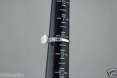 FASHION RING SILVER PLATED PRINCESS CUT RHINESTONE SOLITAIRE SIZE 8.25