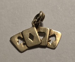 14k Gold Suit Cards Pendant Vintage Custom Made