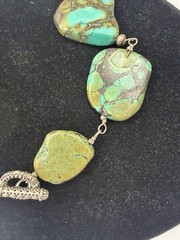 Vintage Turquoise Statement Necklace | Asymmetrical Multi-sized Stones | 18″
