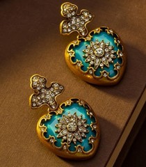 24k Gold Plated Vintage Rhinestone Royal Designs Necklace and Earrings Set
