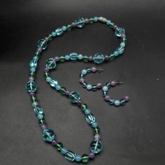 Avon 1989 Sea Swept Purple Blue Beaded Jewelry Set Vintage 1980s