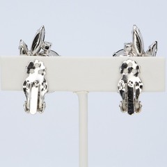 Vintage D&E Juliana Book Piece Hematite Brooch and Clip-On Earrings Set 1960s