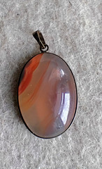 Antique Victorian Banded Agate Gold Filled Bezel Set Pendant