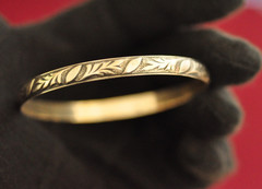 Danecraft Sterling Silver Bangle – Engraved Leaf Design – 2.5″ – 14g Vintage USA