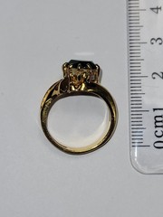 Vintage 14KGE Plate Imitation Emerald Solitaire Clear Stone Accents Fashion Ring