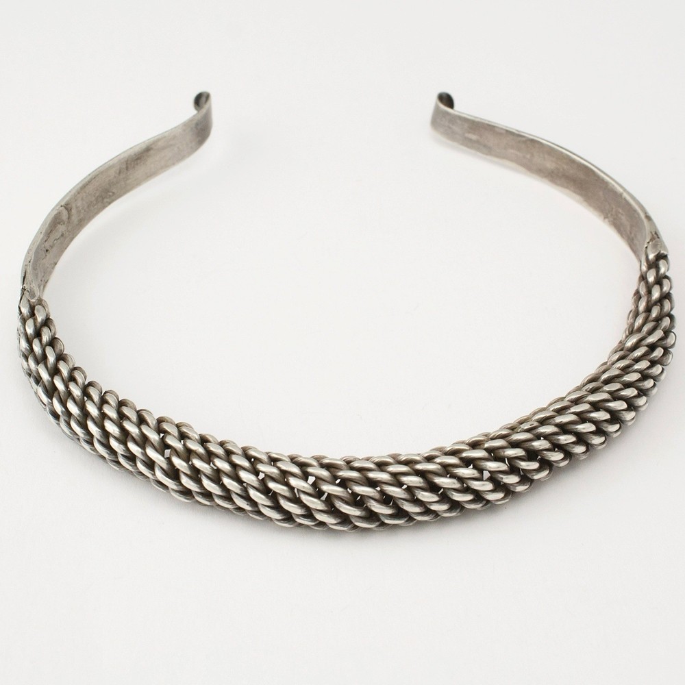 Antique Southeast Asian Silver Choker Necklace Hill Tribe Neck Ring