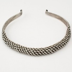 Antique Southeast Asian Silver Choker Necklace Hill Tribe Neck Ring