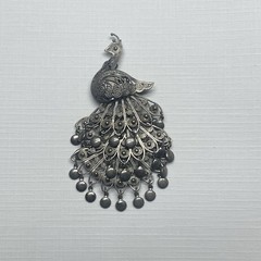 Filigree Peacock Pendant Brooch Combo Pin Jewelry – Birds