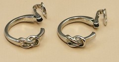 Trifari Earrings Clip On Silver Tone Love Knot Hoops