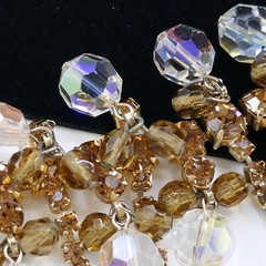 VINTAGE JULIANA D & E AMBER RHINESTONE CRYSTAL BEADED BIB NECKLACE BOOK PIECE