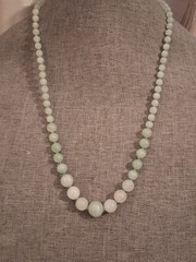 Jade/aventurine icy green gemstone graduated necklace, individually knotted