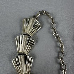 Vintage Art Deco Link Necklace Gold Tone Fan Statement Adjustable 13–14″
