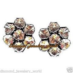 1.81ctw Genuine Old Mine Antique Cut Diamond Vintage Silver Stud Earring Jewelry